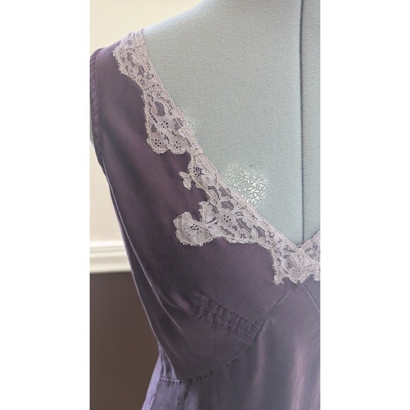 90s Y2K Leigh Bantivoglio Silk lace Camisole Tank L Purple Fairycore Romantic - Picture 3 of 7